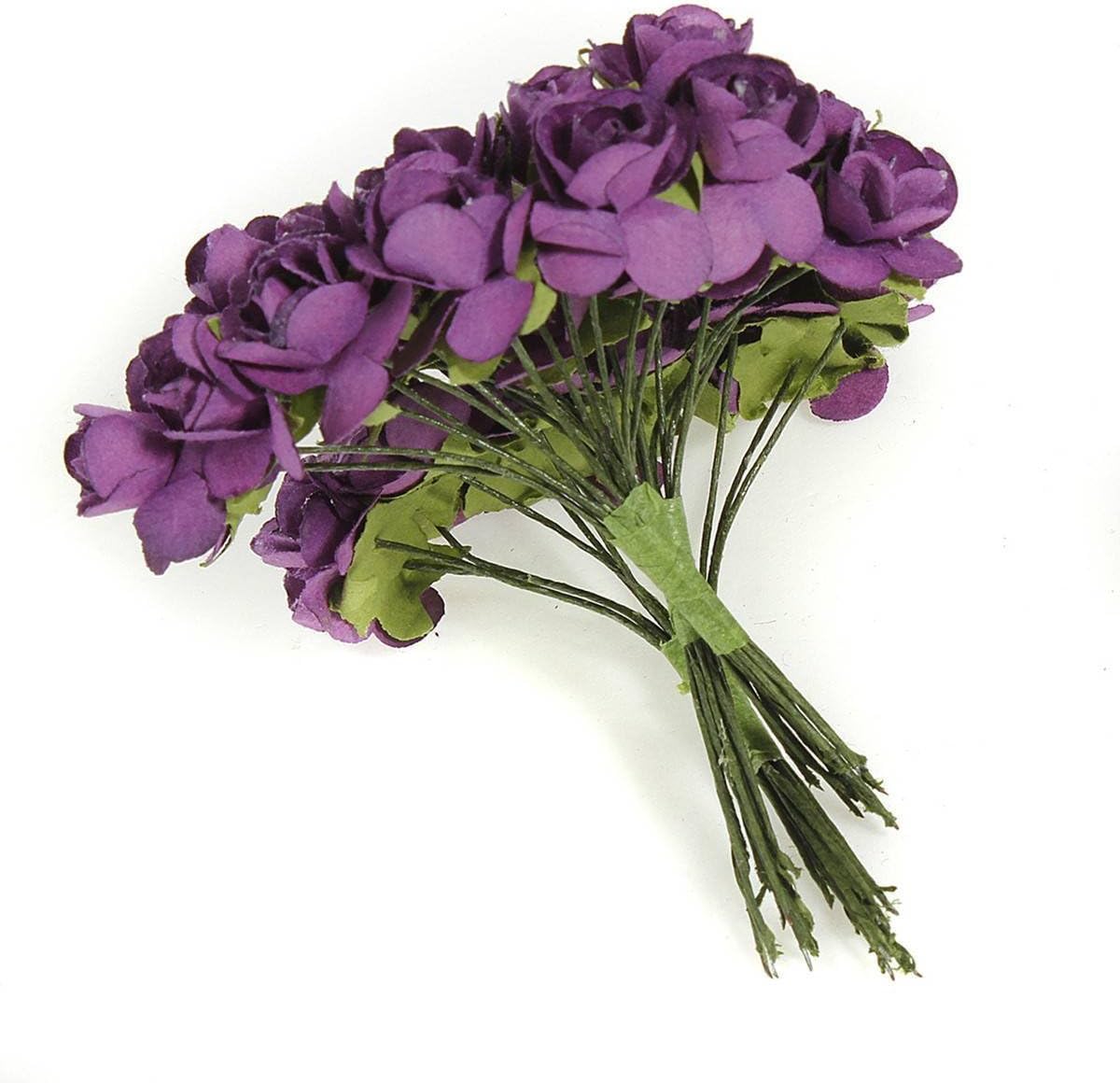 144pc hermoso papel artificial rosa flor boda tarjeta adorno (púrpura)