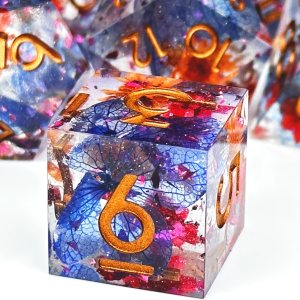 DND – Juego de dados de resina con bordes afilados, 7 piezas de dados de resina de flores, juego de dados poliédricos para dados de Calabozos y DND – Juego de dados de resina con bordes afilados, 7 piezas de dados de resina de flores, juego de dados poliédricos para dados de Calabozos y
