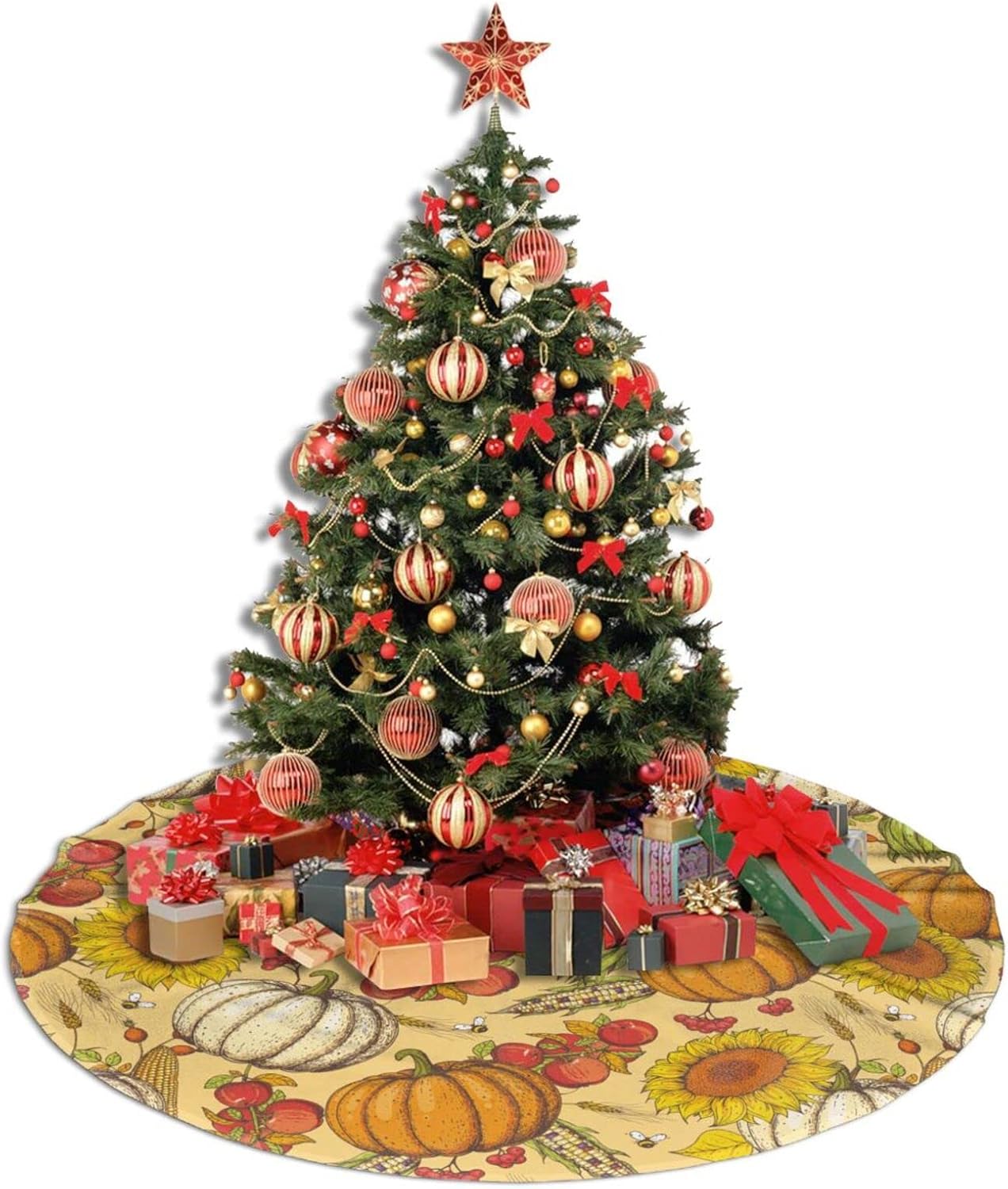 Falda de árbol de girasol de calabaza de otoño de Acción de Gracias, falda de árbol de Navidad de Halloween, 36 pulgadas, decoración de fiesta