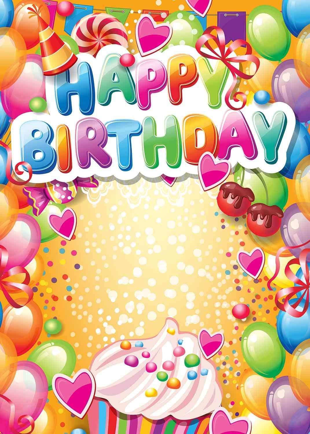 Telones de fondo de fotografía de feliz cumpleaños, globos coloridos de 5 x 7 pies, fondo de fotos de dulces dulces para niños, fiesta temática de