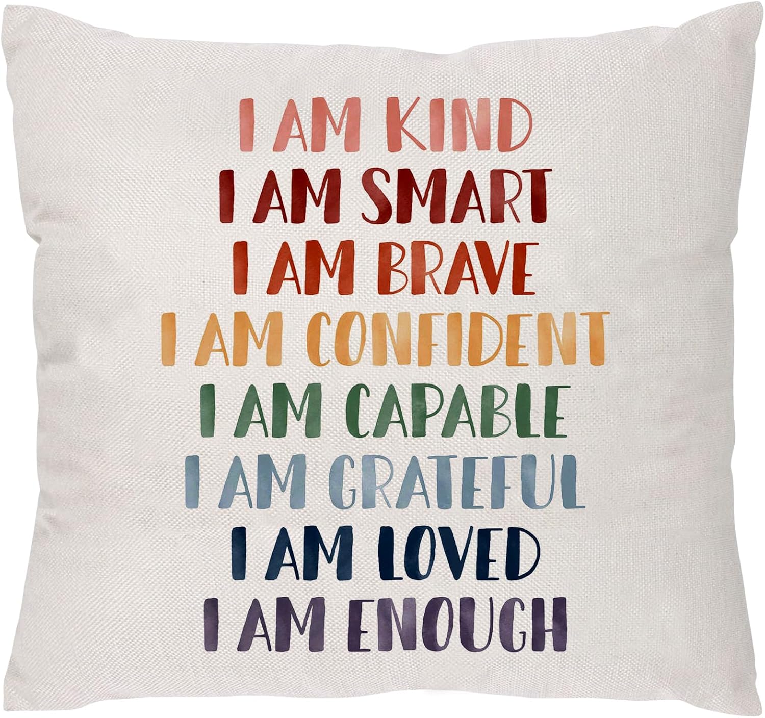 Funda de almohada con frase inspiradora con texto en inglés “I am kind”, para decoración del hogar, dormitorio, sala de estar, regalo para