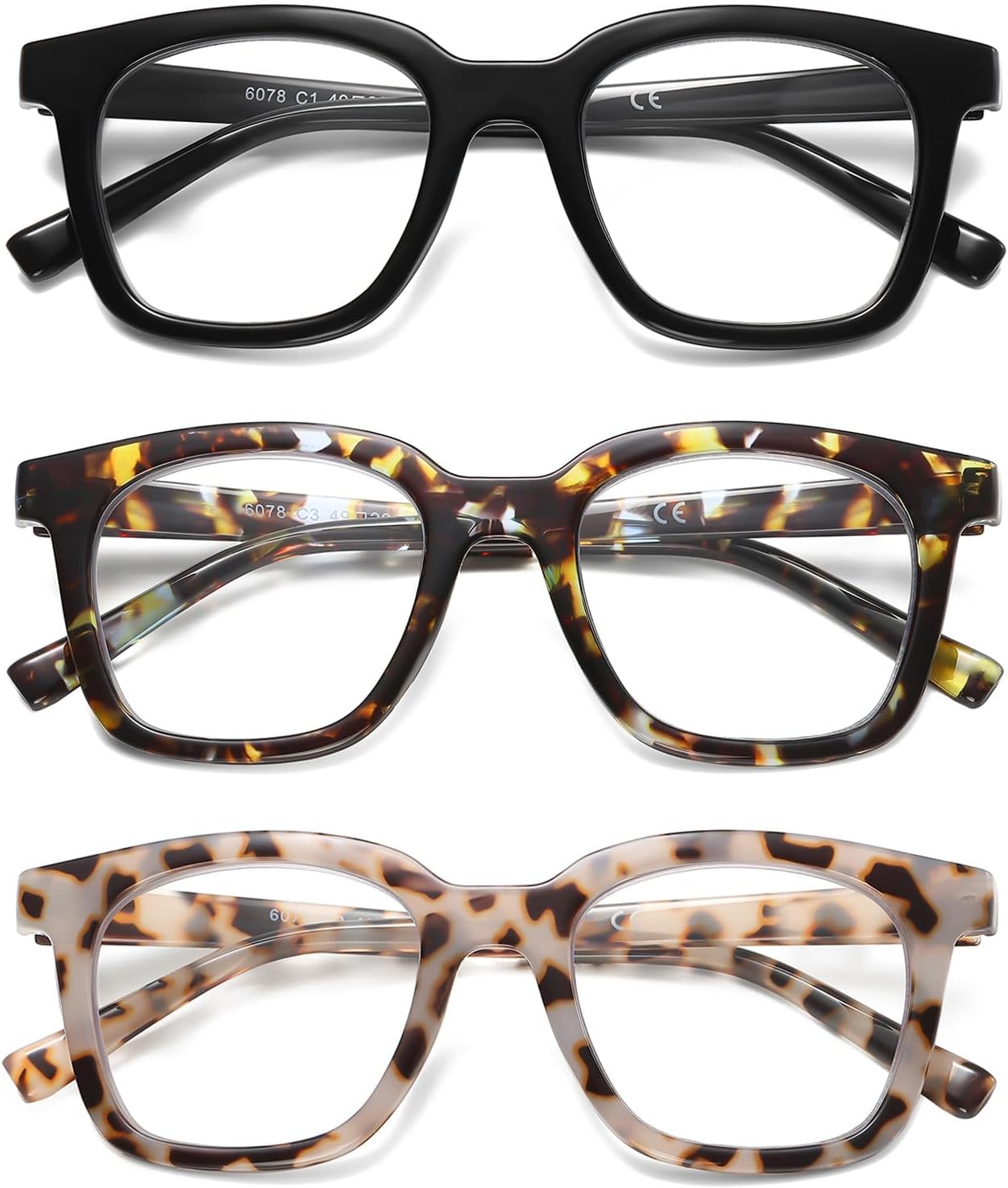LKEYE Gafas de lectura de gran tamaño para las mujeres con bloqueo de luz azul cuadrado lector de computadora elegante irrompible grandes gafas