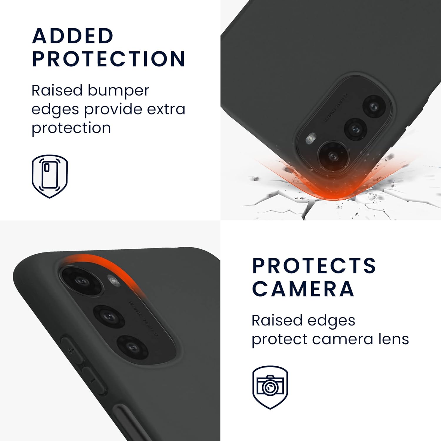 kwmobile Funda compatible con Motorola Moto E32 – Funda protectora de silicona TPU suave y delgada – Negro mate