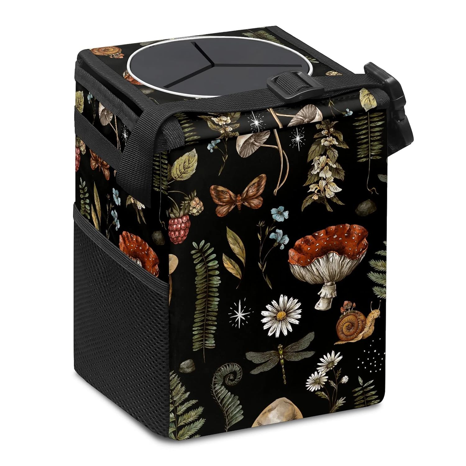 GACTIVITY Bote de basura para auto con tapa, plegable, reutilizable, impermeable, con setas, botes de basura para automóvil, accesorios para