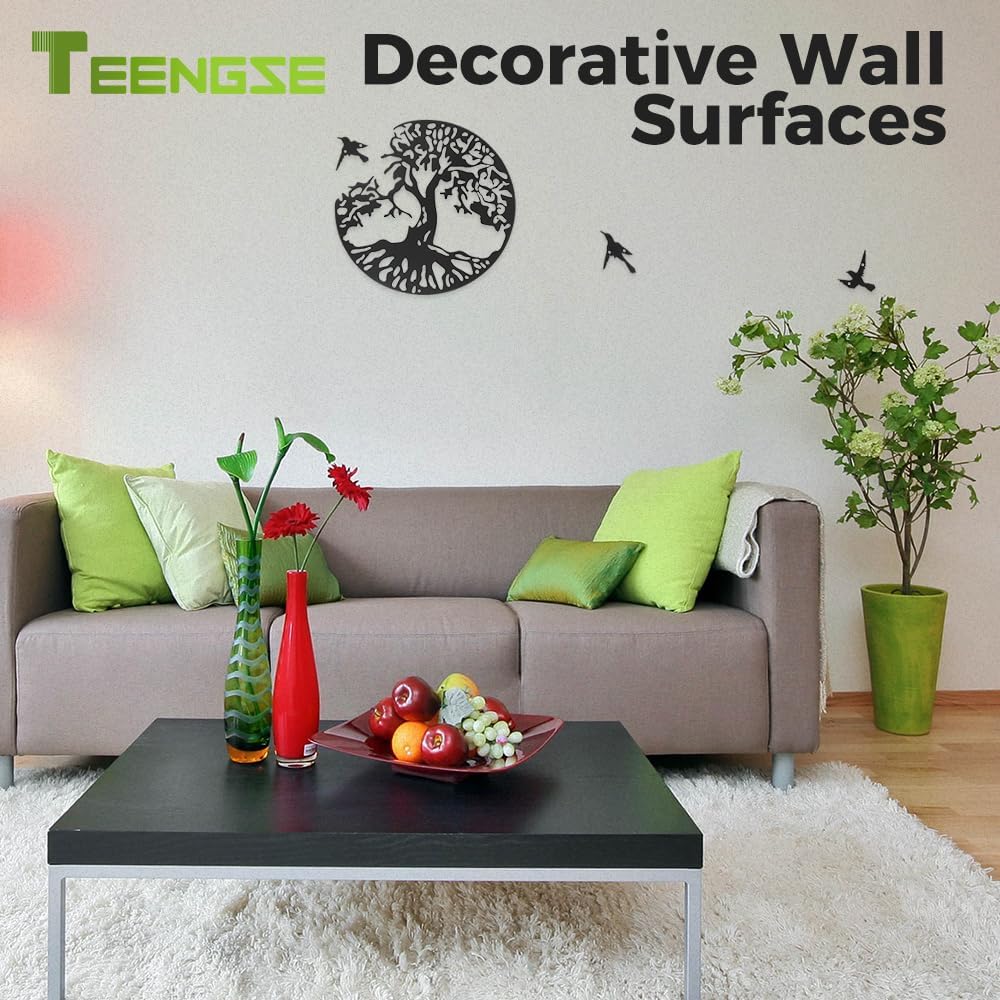 TEENGSE Decoración de pared de metal con árbol de la vida negro, decoración de pared de pájaro volador, obra de arte decorativa para colgar en la