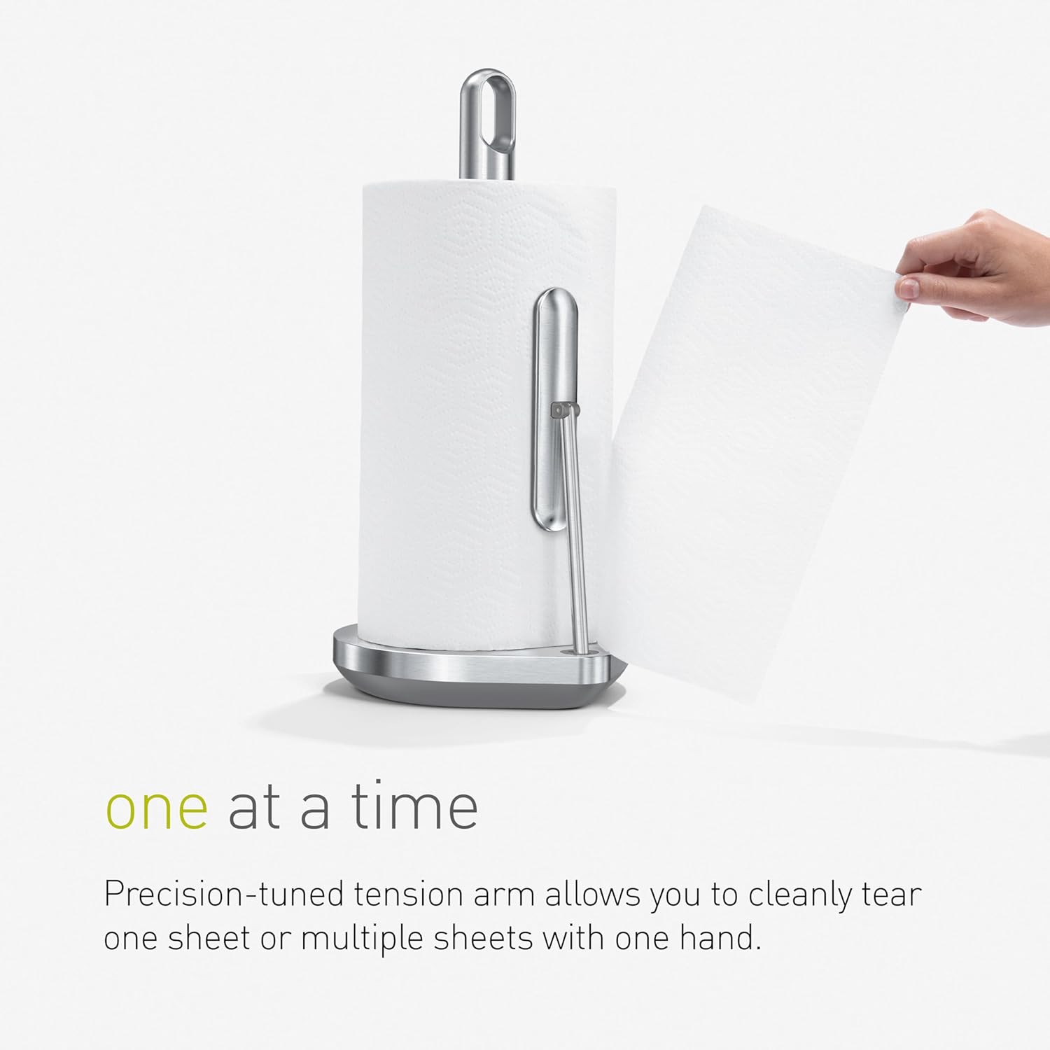 simplehuman Soporte para toallas de papel con brazo de tensión, acero inoxidable negro