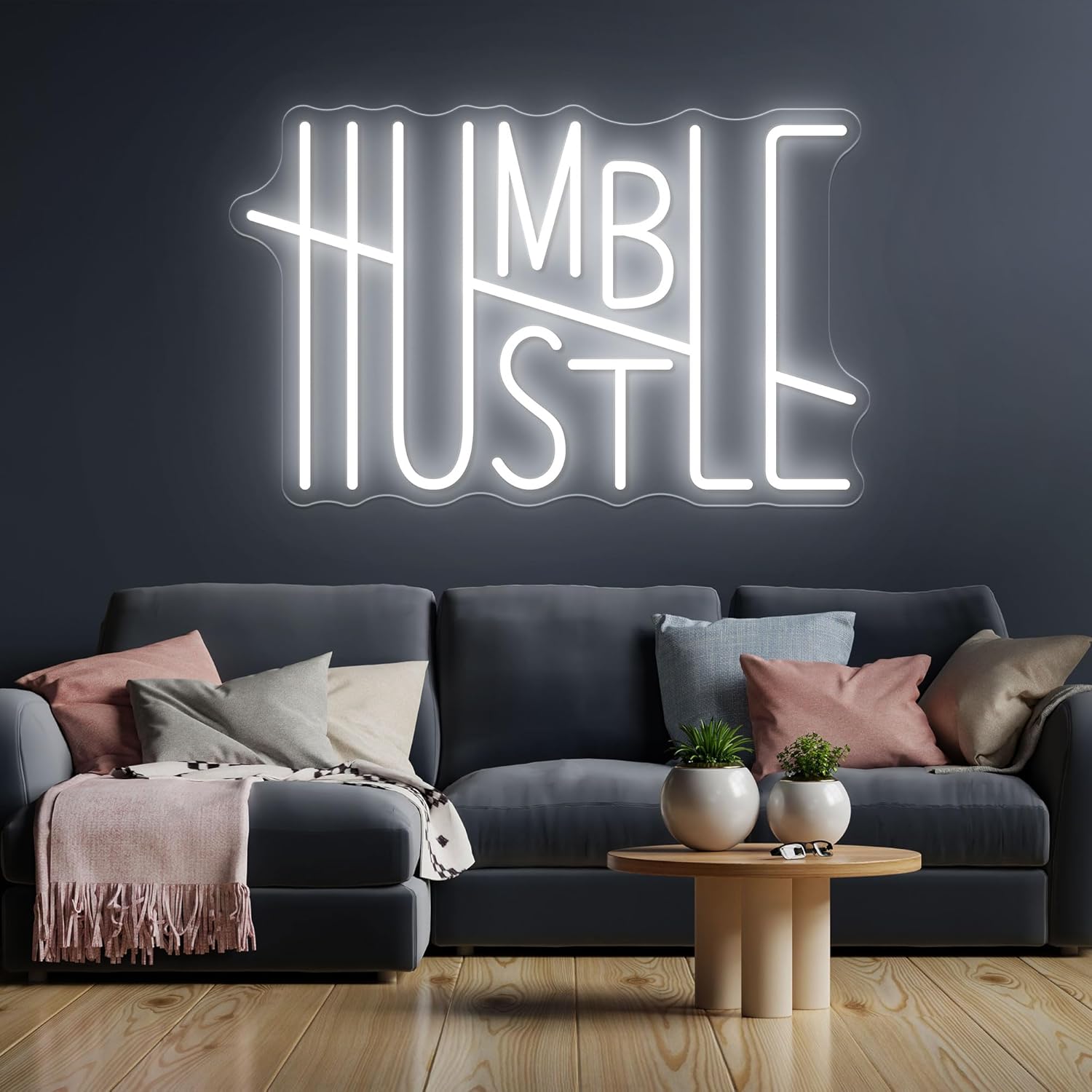 HUSTLE – Letrero de neón con palabras para decoración de pared, letrero de luz LED de neón alimentado por USB, decoración de habitación para niños,