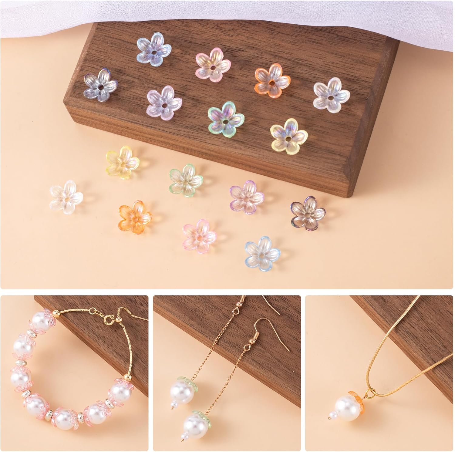 500 cuentas de flores de 0.472 pulgadas (0.472 in) de colores aleatorios de cuentas acrílicas para hacer joyas, aretes, collares, pulseras, adornos