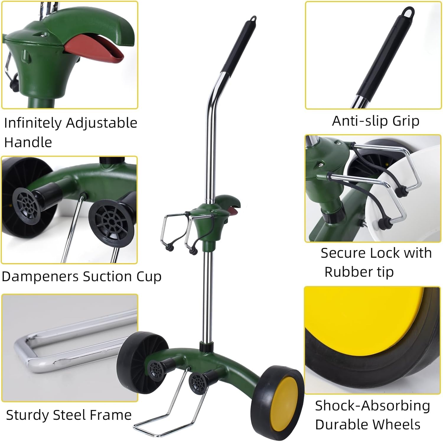 EZwoks Carrito de plantas con ruedas resistente, rodillos de brazo de agarre ajustables para plantas al aire libre, se adapta a macetas de 8 a 30
