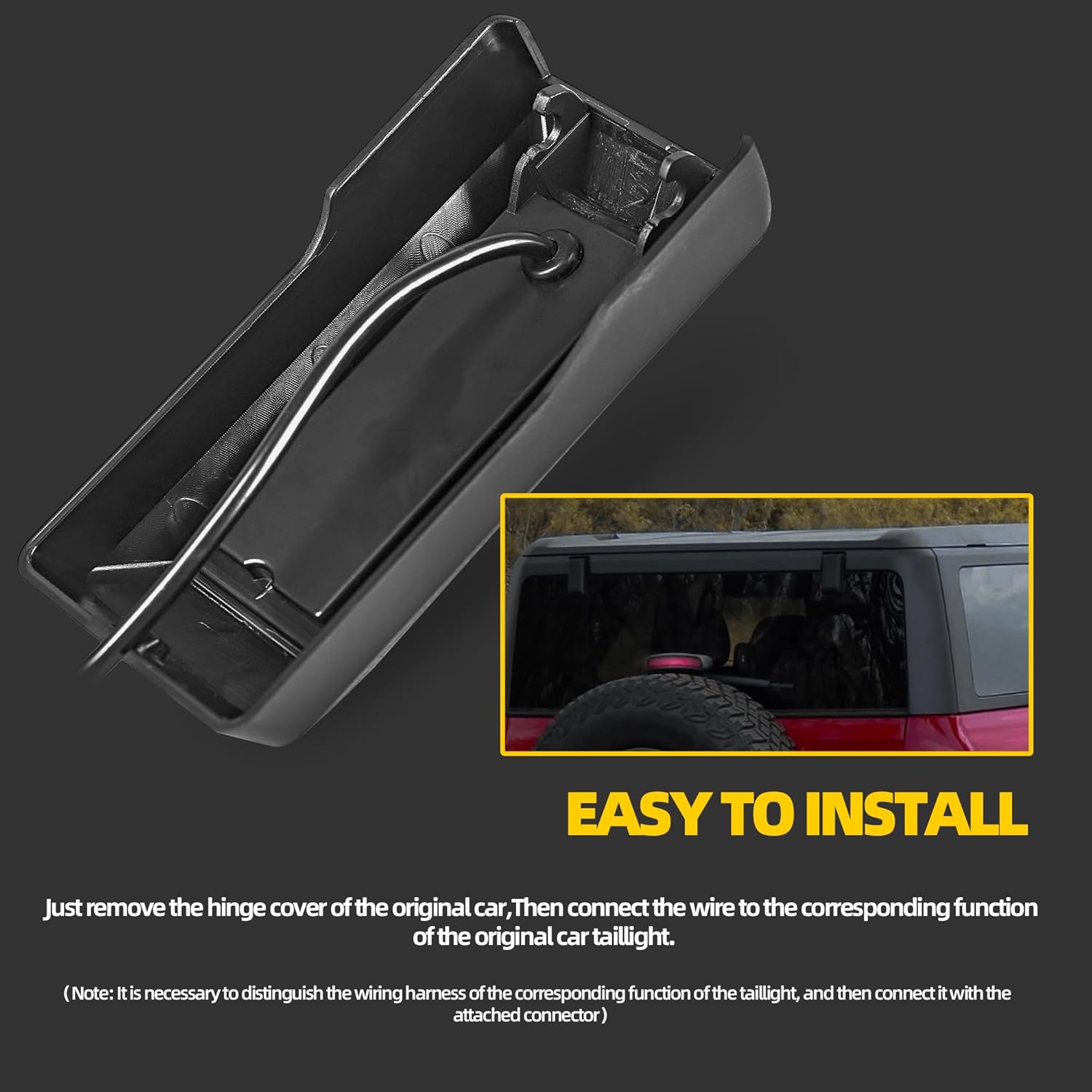 Luces de bisagra de ventana trasera Bronco, luz de freno de montaje alto Plug & Play, luz de marcha atrás, lámpara trasera IP67, impermeable,