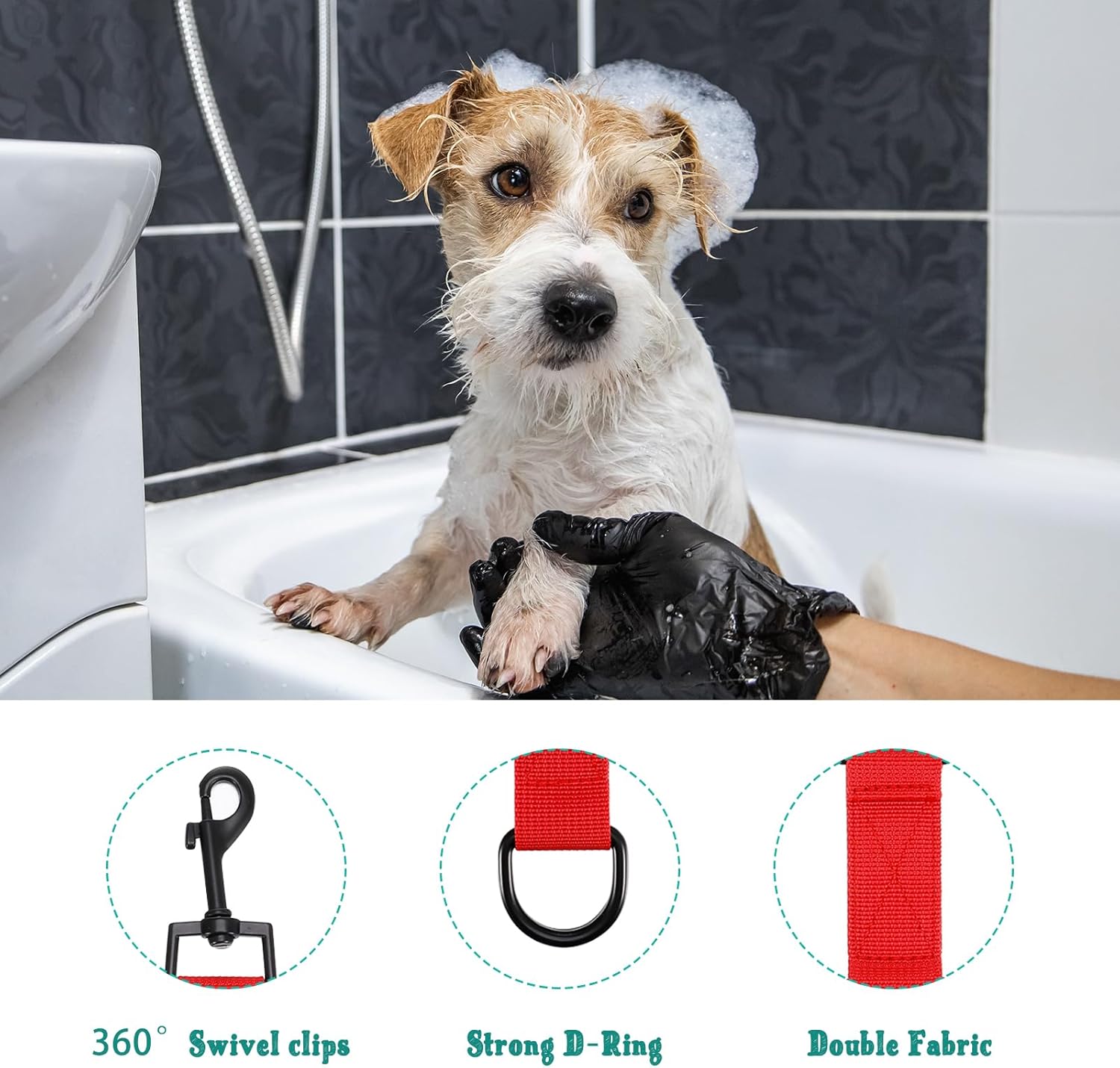Juego de 3 correas para el vientre para aseo de perros, arnés ajustable para mesa de brazo para perros grandes, baño de mascotas, soporte para