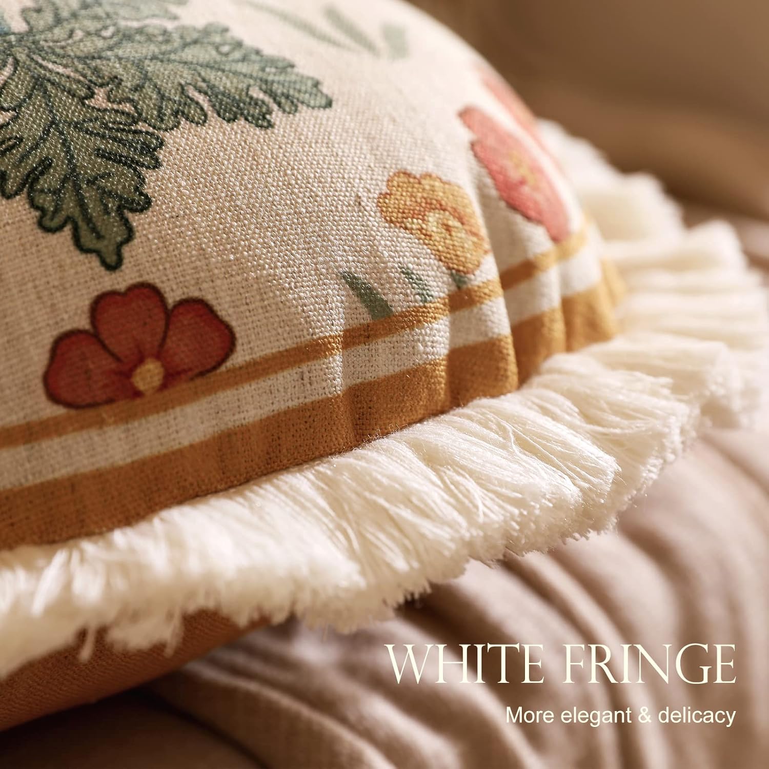 patdrea Paquete de 4 fundas de almohada de diseño, fundas de almohada de lino suave francés vintage con patrón floral de margaritas, funda de