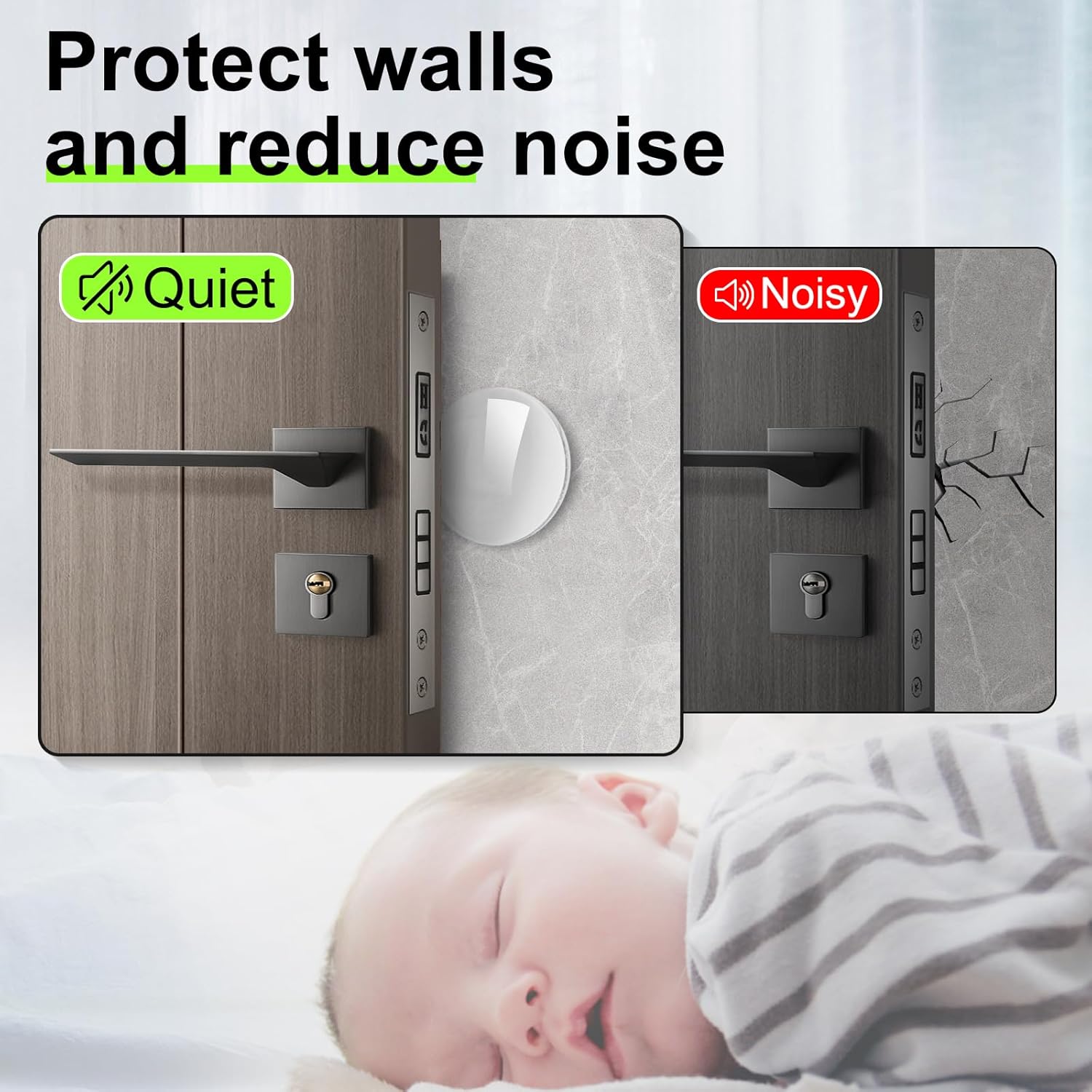 Fejoyta Protectores de pared para tope de puerta, 8 piezas de silicona para pomos de puerta con fuerte respaldo autoadhesivo, parachoques de puerta
