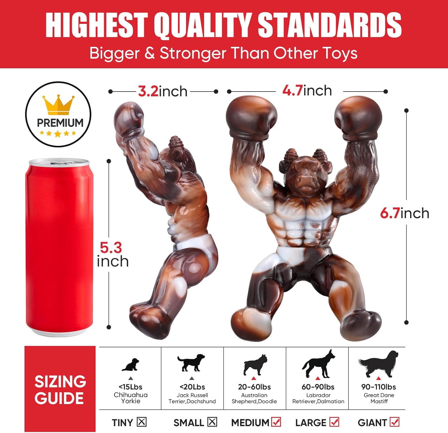 Juguetes para perros para masticadores agresivos, juguetes indestructibles para perros, juguetes para perros grandes, huesos de perro casi