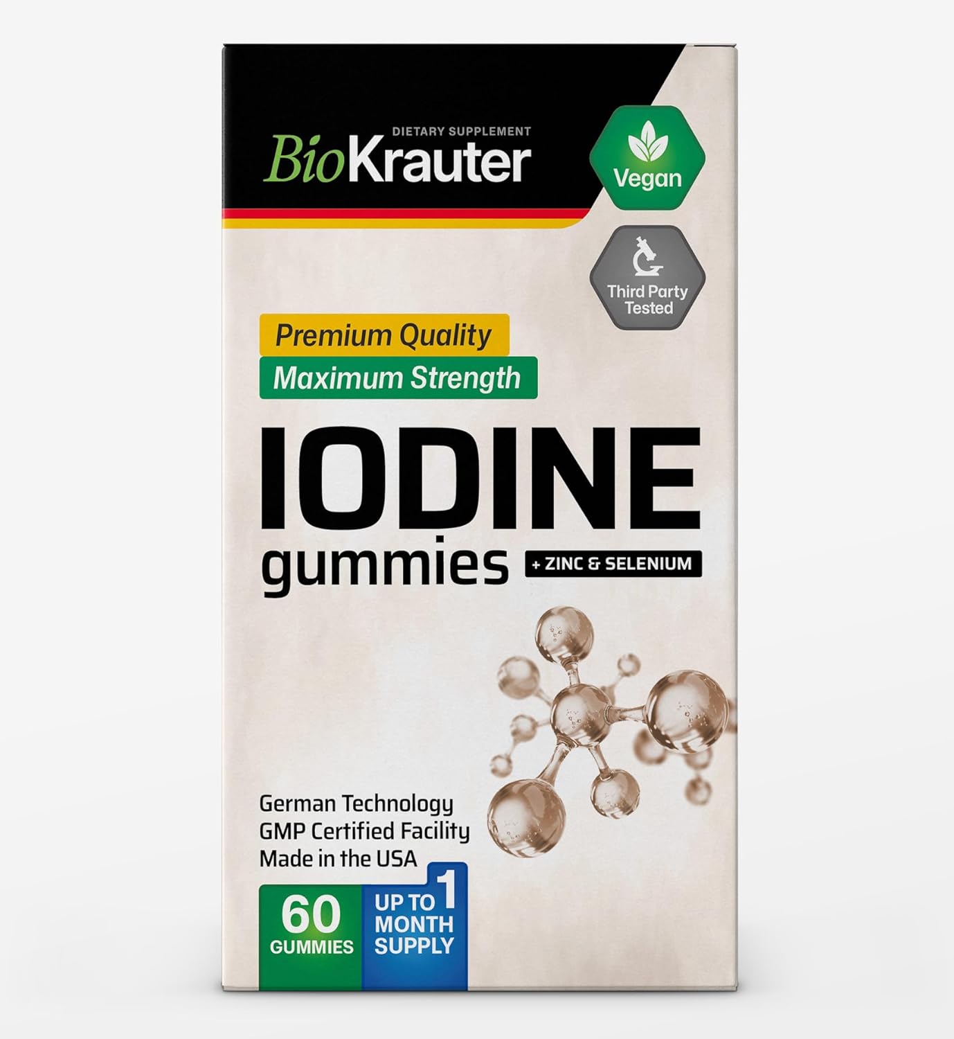 Gomitas de yodo – Suplemento de apoyo tiroideo para el cerebro, la energía y el sistema inmunológico – Gomitas de suplemento de yodo con zinc y