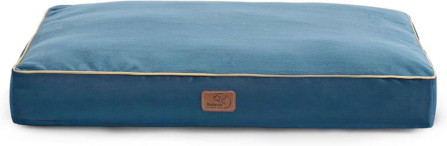Bedsure Camas impermeables para perros medianos, cama mediana de 4 pulgadas de grosor de hasta 50 libras con funda extraíble lavable, almohadas para