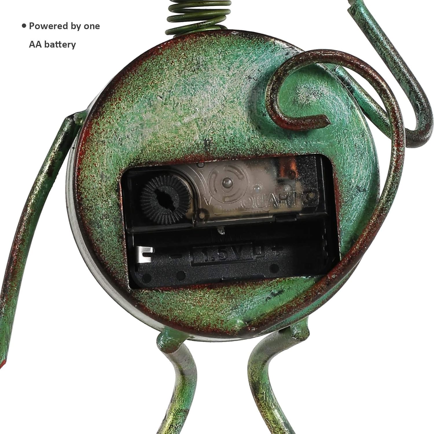 HUIOP Reloj de gato hecho a mano, estilo vintage, de metal, de hierro, estatuilla de gato, reloj de mesa silencioso, práctico reloj con batería AA
