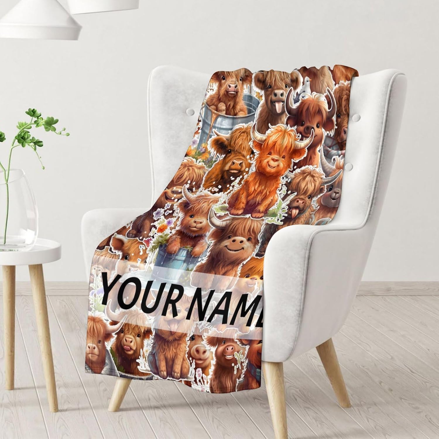 Manta personalizada con nombre para niños, suave, mullida y acogedora, 40 x 50 pulgadas, tamaño cuna, para sofá, oficina, color marrón, lindas