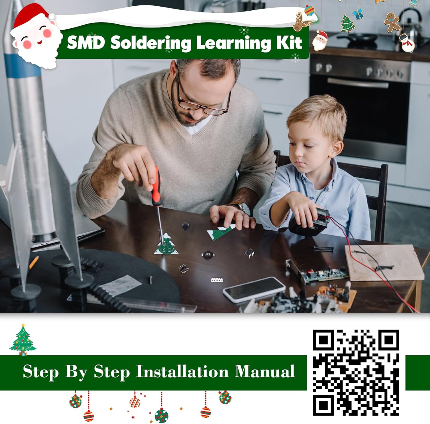 MiOYOOW SMDSMT – Kit de soldadura para árbol de Navidad, colorido LED intermitente, kit de electrónica para bricolaje, kit de práctica de soldadura