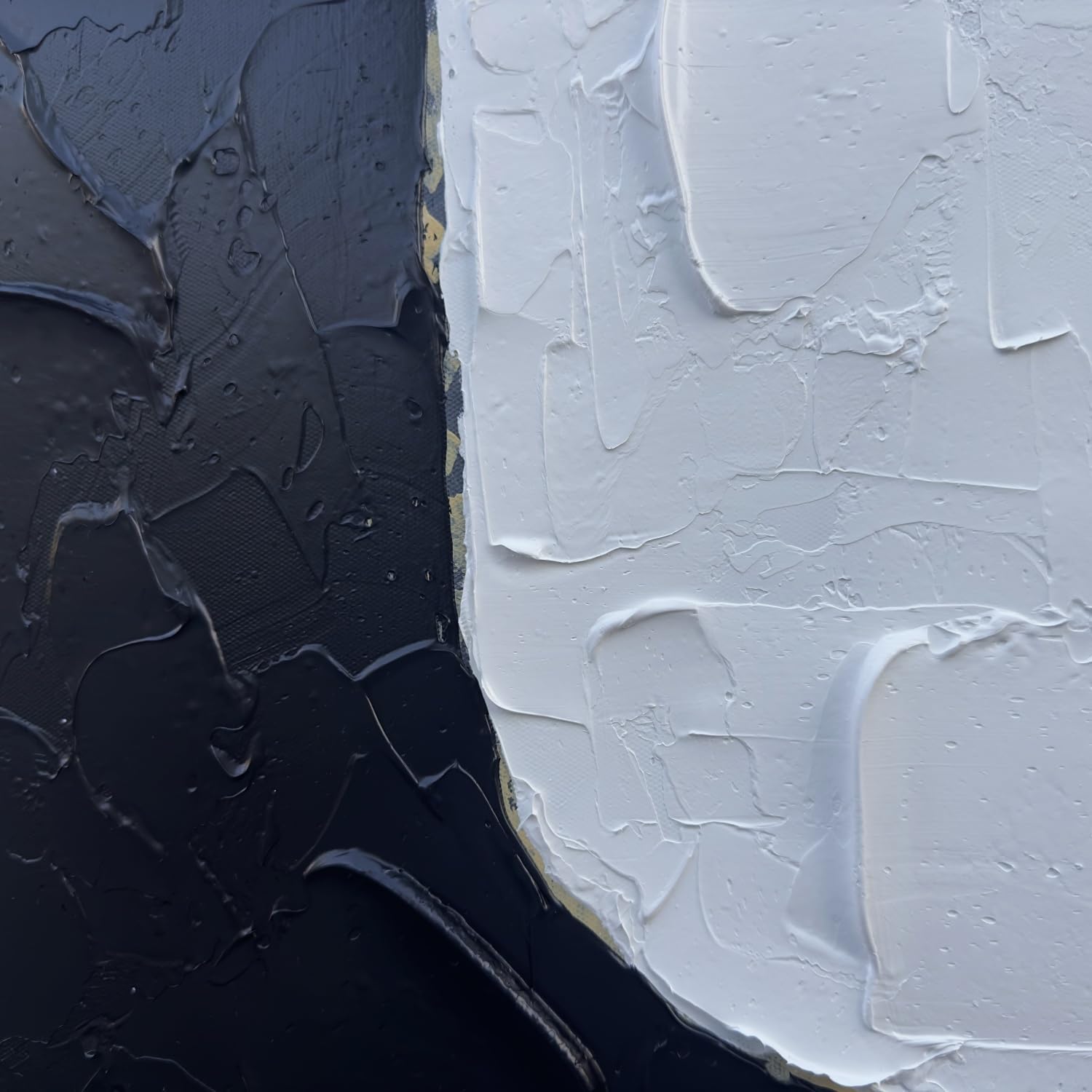 zoinart Lienzo pintado a mano en blanco y negro, arte de pared de 24 x 24 pulgadas, pinturas abstractas texturizadas, minimalista, contemporáneo,
