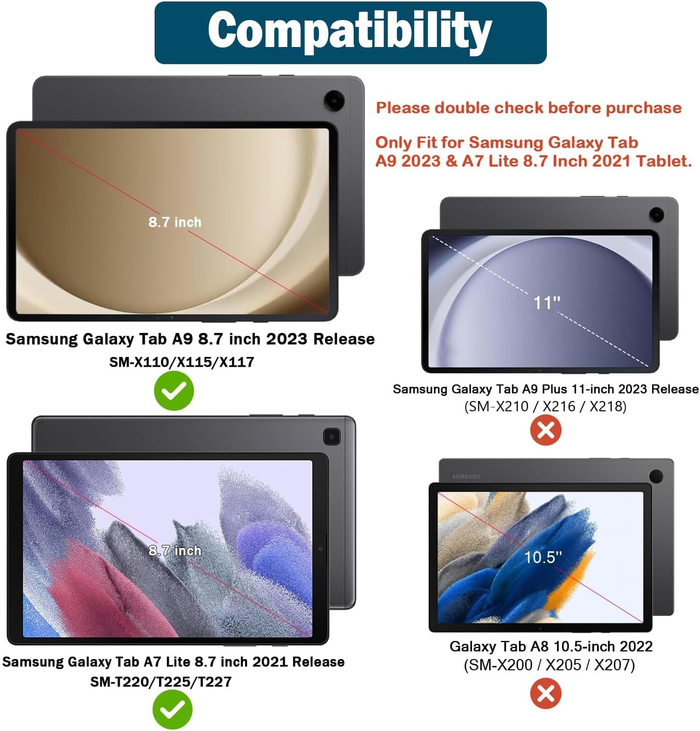 AVAWO Funda infantil para Samsung Galaxy Tab A7 Lite de 8.7 pulgadas 2021, soporte ligero a prueba de golpes con correa, material protector de goma