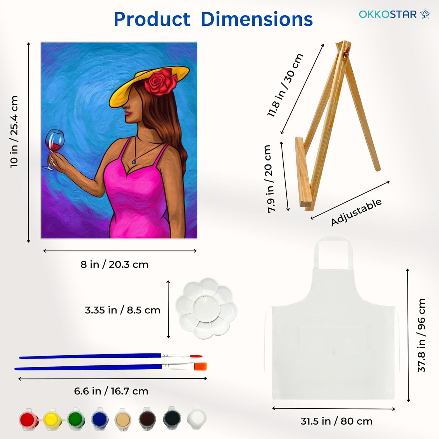 Kit de pintura y sorbo para parejas adultas, lienzo predibujado de 8 x 10 pulgadas para pintar para adultos, kit de pintura y sorbo con
