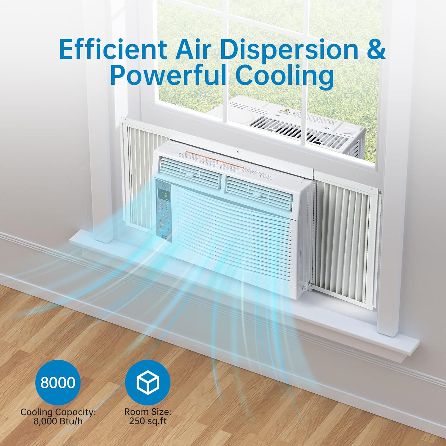 GAOMON Unidad de aire acondicionado para ventana de 6000 BTU, aire acondicionado de ventana de refrigeración eficiente con control remoto y