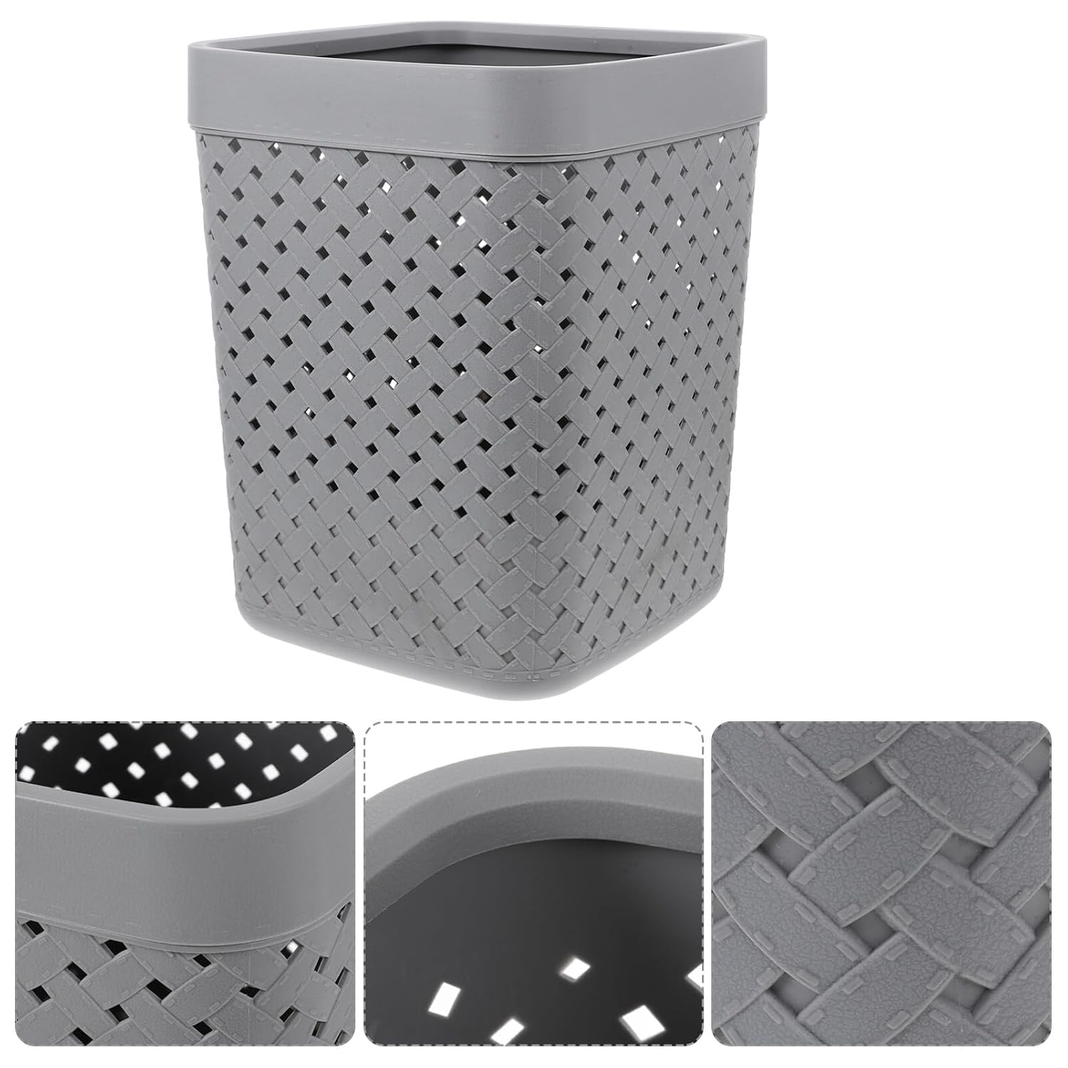 NUOBESTY Cubo de basura cuadrado de malla con parte superior abierta, contenedor de basura, cesta de reciclaje para baños, lavandería, cocinas,