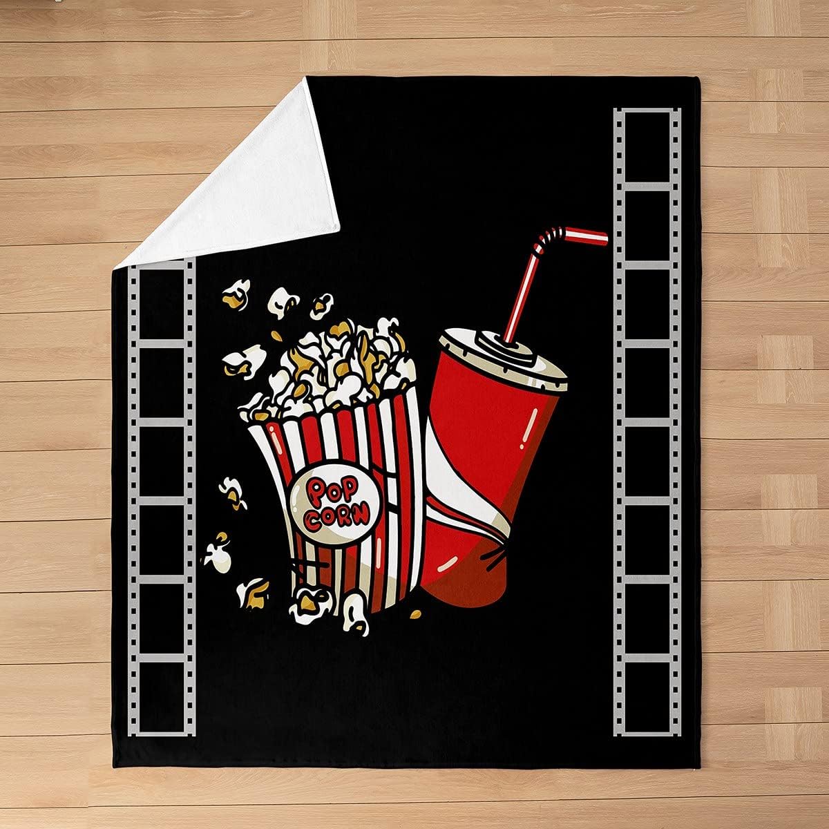Manta de franela de forro polar con temática de cine vintage, manta de felpa con entradas de cine, decoración del hogar para todas las estaciones,