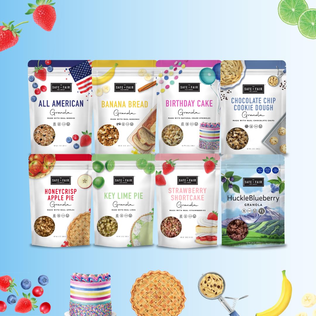 Safe + Fair – Granola de masa de galletas con chispas de chocolate, sin gluten, sin lácteos y vegana, aperitivos o postres, libre de los 9 alérgenos