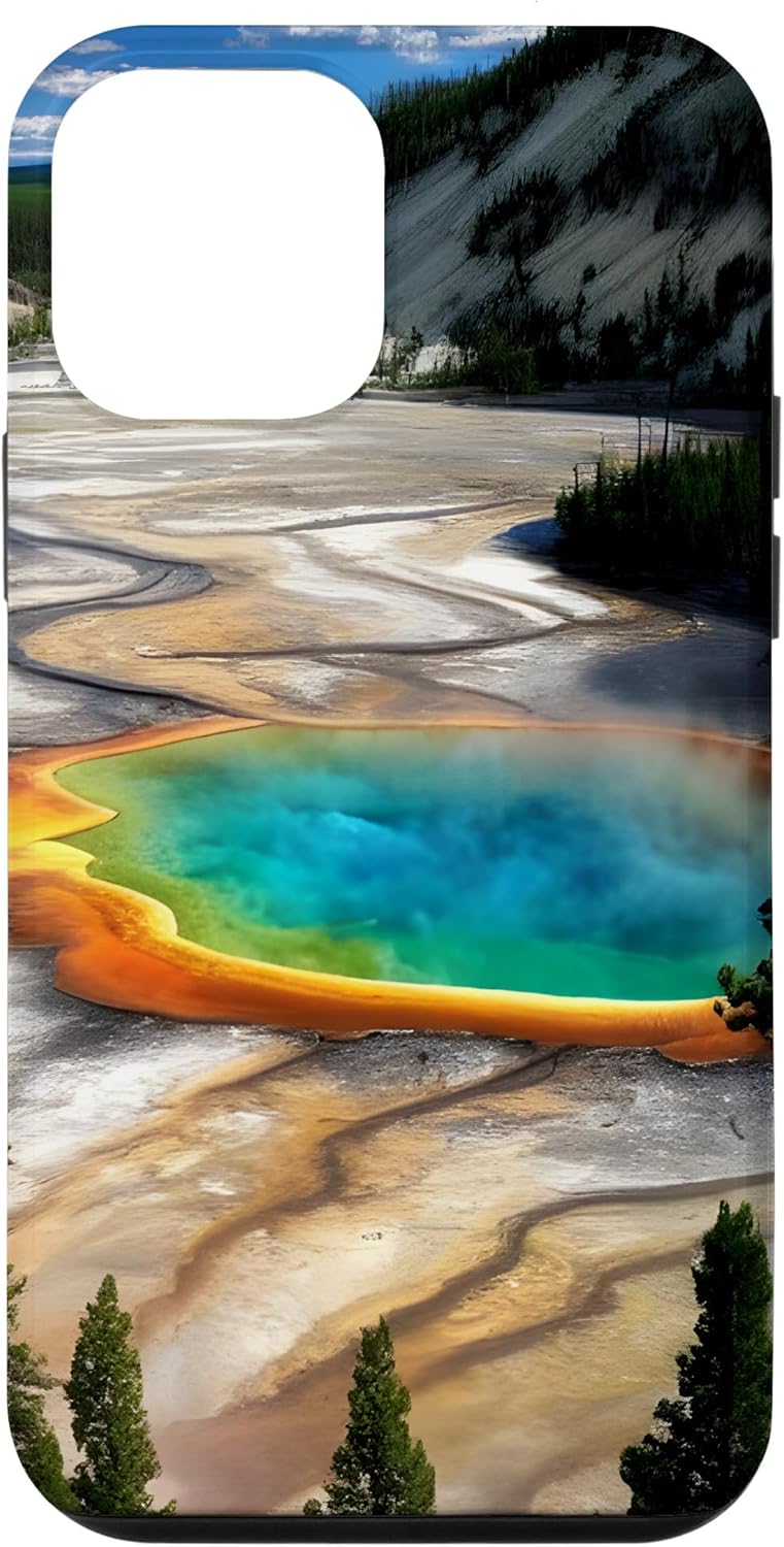 Funda de vacaciones de verano para iPhone 12 mini Yellowstone National Park Rainbow geysers