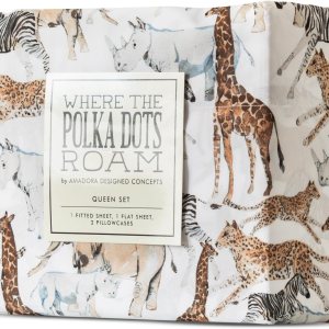 Where The Polka Dots Roam Juego de sábanas tamaño matrimonial de animales de safari para niños, ropa de cama de aventura en la selva para Where The Polka Dots Roam Juego de sábanas tamaño matrimonial de animales de safari para niños, ropa de cama de aventura en la selva para