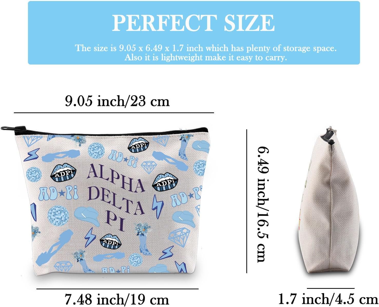 AD-PI – Bolsa de maquillaje griega, regalo de hermandad de hermandad, regalo inspirado en la hermandad, regalo para el día de la oferta, bolsa con