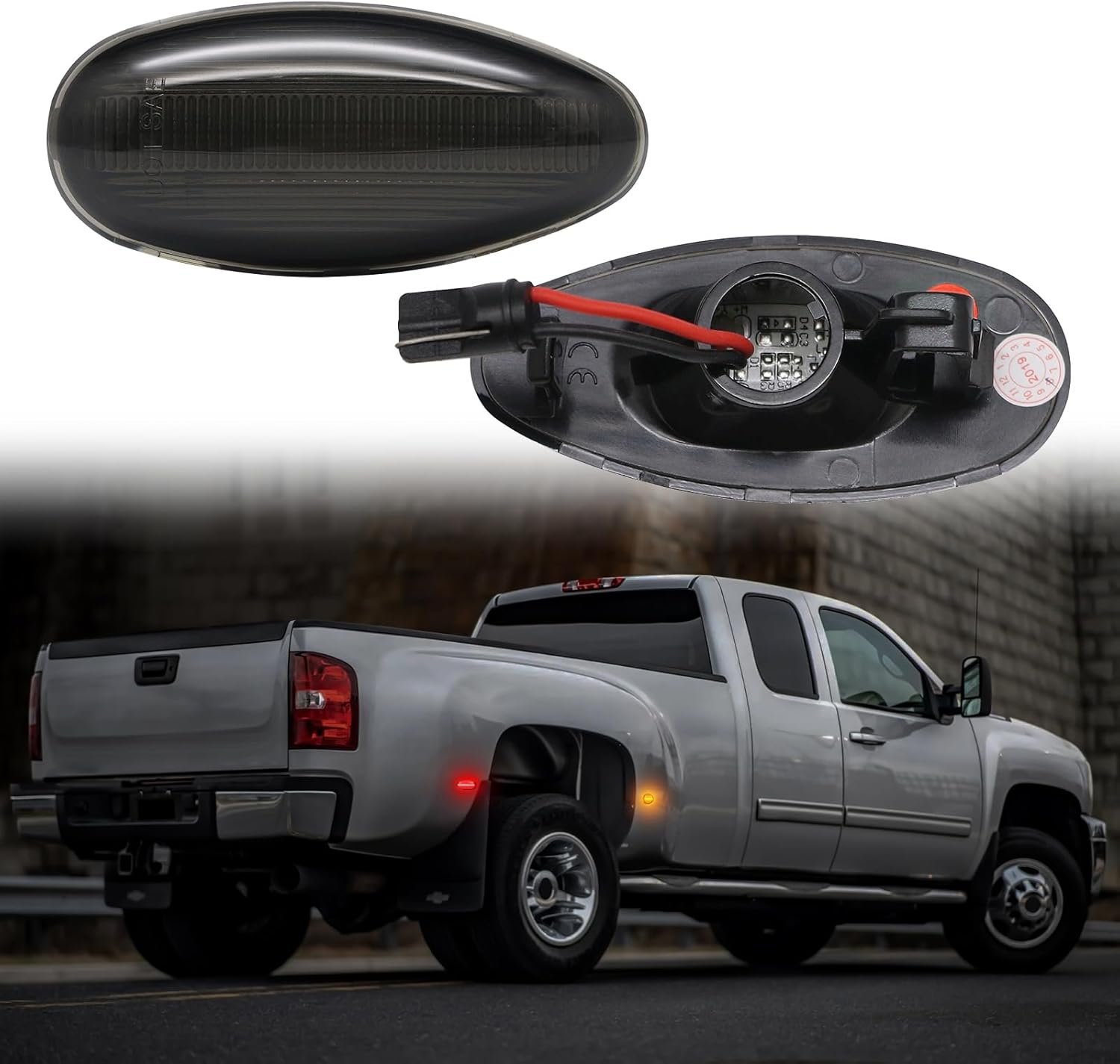 AUYICH Luces LED de posición laterales compatibles con Silverado Sierra 2500HD 3500HD 1999-2014 de repuesto, luces indicadoras traseras rojas