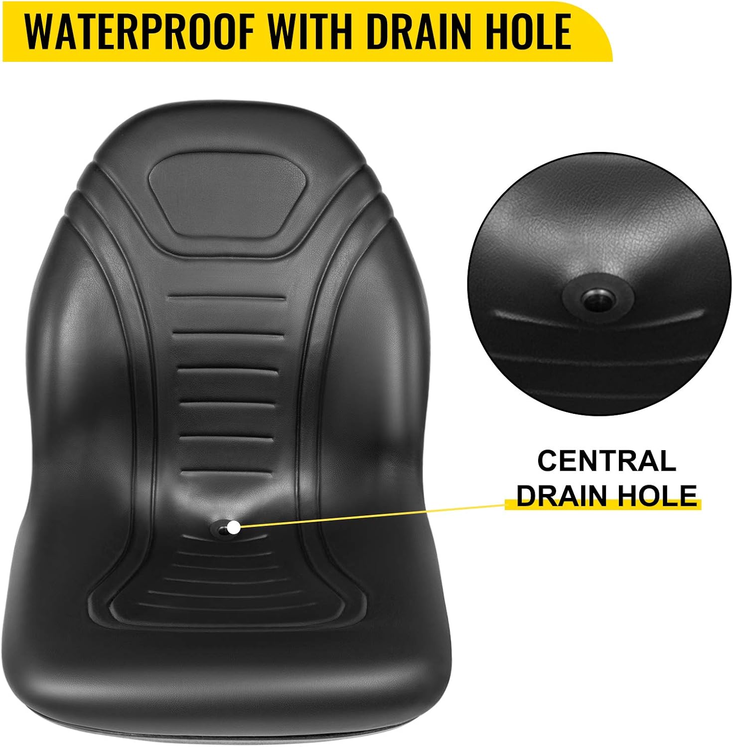 VEVOR Reemplazo universal de asiento de tractor de césped, asiento compacto de cortacésped de respaldo alto, asiento de carretilla elevadora de
