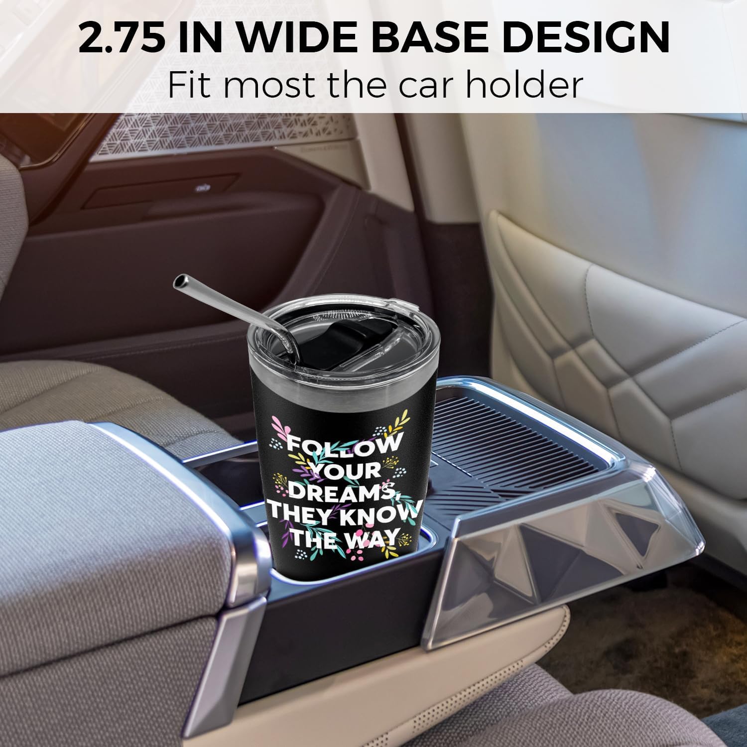 Vaso de café de viaje de 20 onzas con tapa deslizante y popote, taza de café de acero inoxidable a prueba de derrames, acero inoxidable aislado,