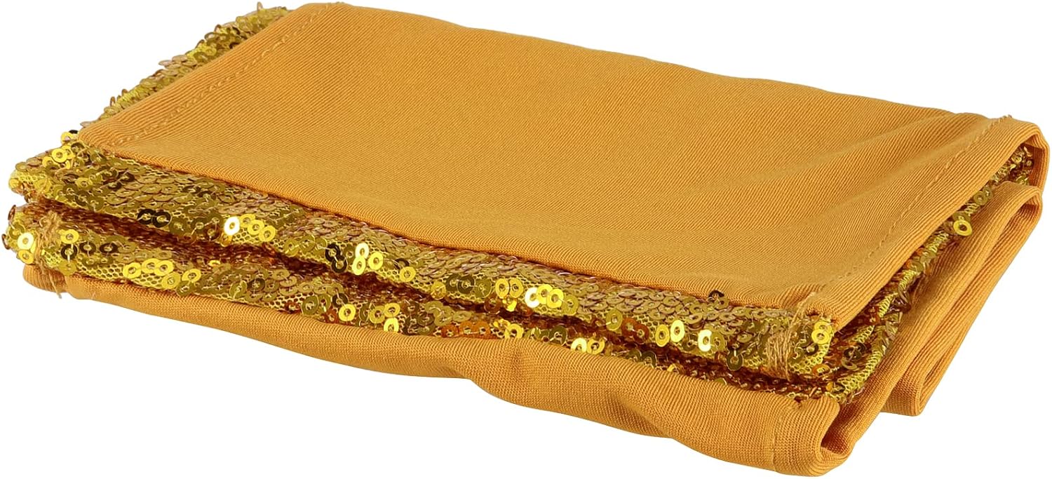 KEILEOHO Paquete de 60 bandas de lentejuelas para sillas de 14 x 6 pulgadas, lazos dorados para silla, bandas decorativas con purpurina para