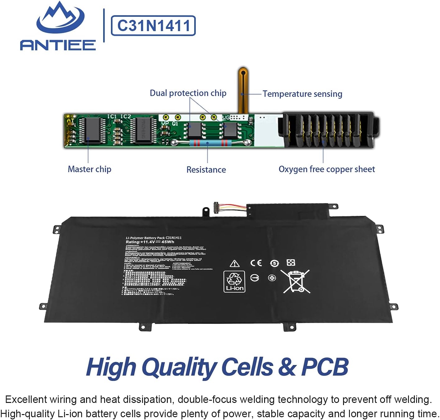 ANTIEE C31N1411 – Batería para portátil compatible con ASUS ZenBook UX305 UX305F UX305FA UX305C UX305CA U305F U305FA U305UA U305CA U305LA Series