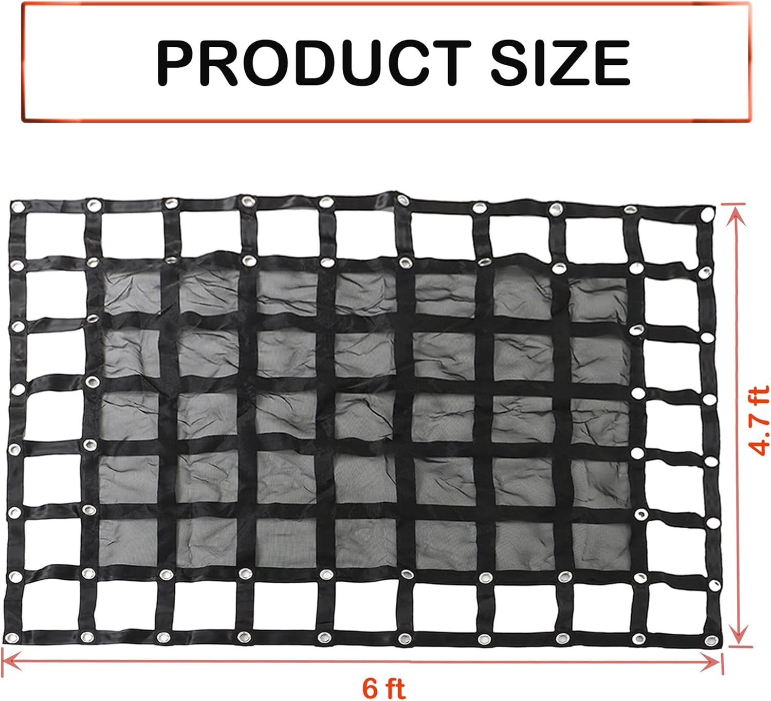 HOSTIC Red de carga resistente de 4.75 pies x 6 pies, red de carga ajustable para remolque, red de carga para camión, cama, organizador de camión,