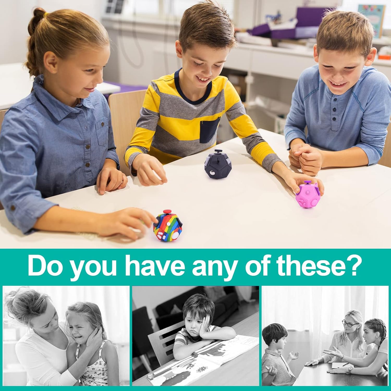 Mini juguetes sensoriales para ansiedad, 12 caras, para aliviar el estrés y la ansiedad y la depresión para niños y adultos con TDA, TDAH, TOC,