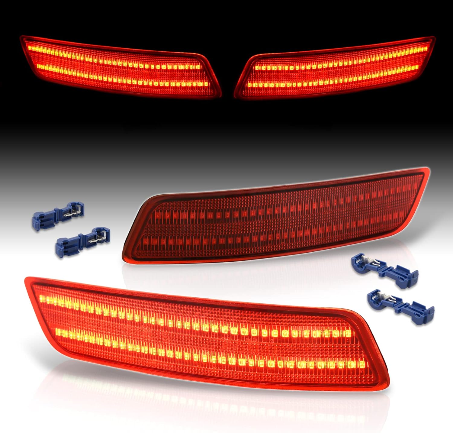 AJP Distributors Parachoques trasero rojo LED reflector, luces de señal de freno de cola compatiblereemplazo para ES300h ES350 GS200t GS300 GS350