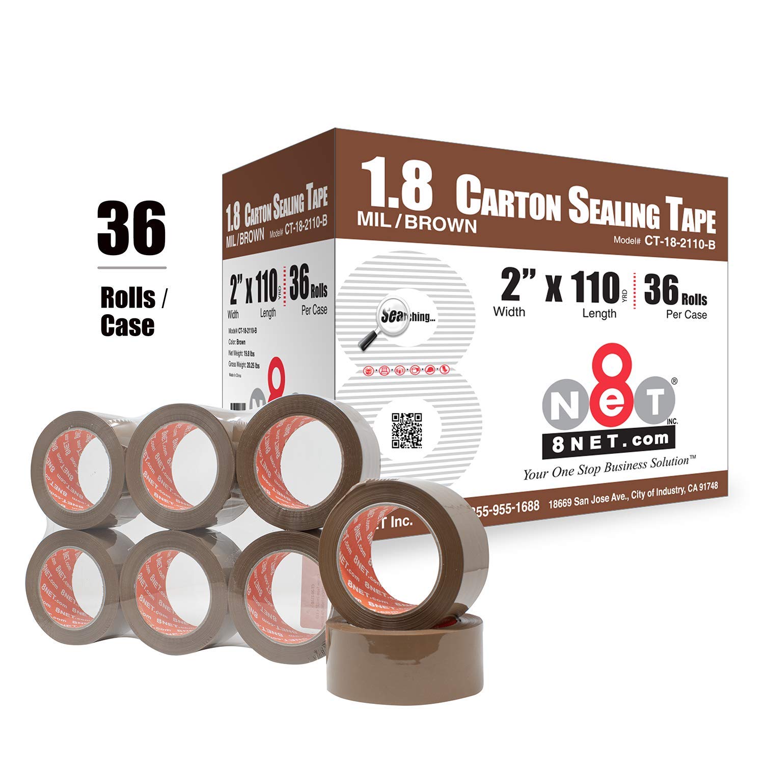 36rollos 1,8mil Industrial ShippingCajas de Cartón multiuso Sellado cintas 2″ X 110yds (330ft) café ct-182110-b
