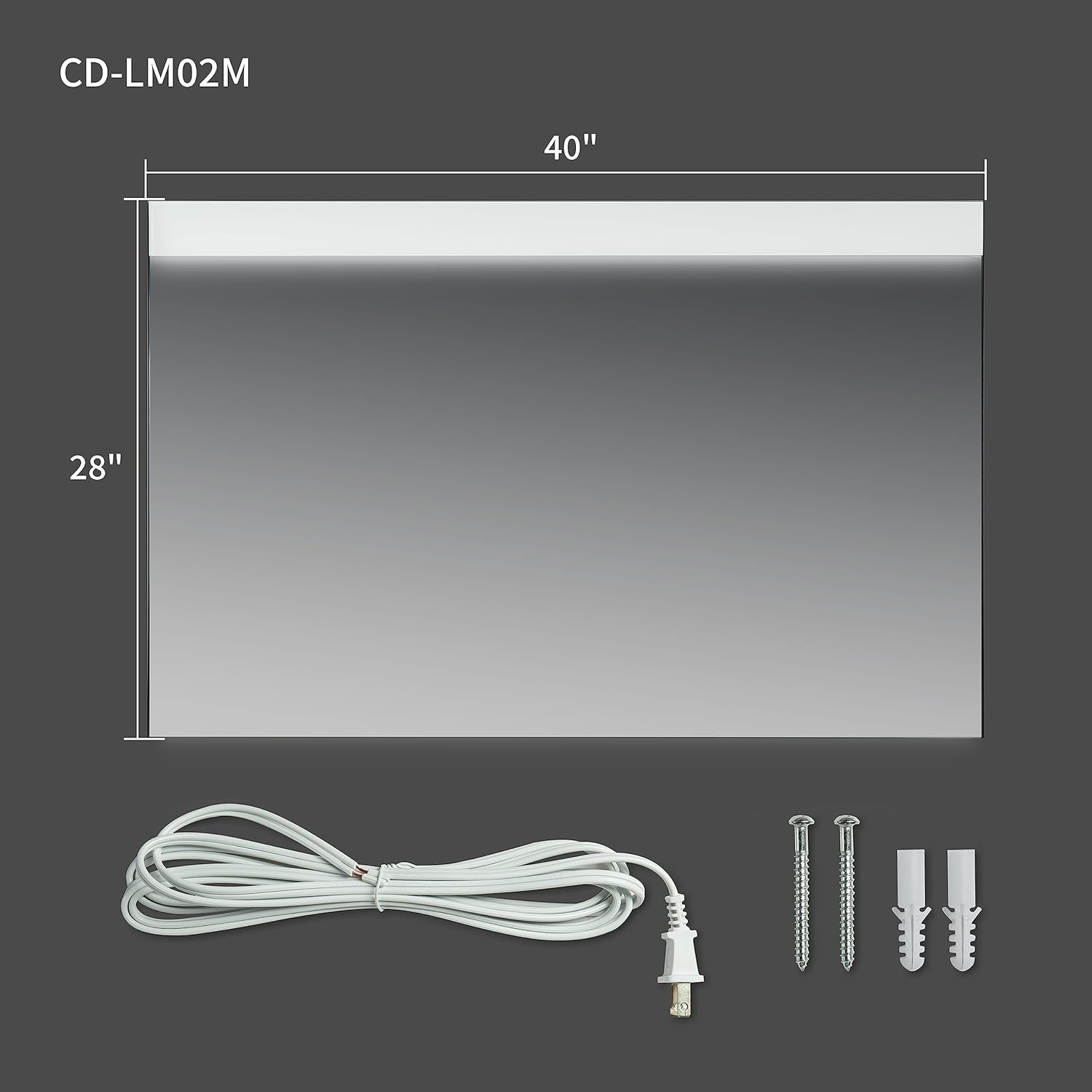 CASTA DIVA Espejo de baño LED de 40 x 28 pulgadas, espejo de tocador con luces para maquillaje y afeitado, espejo de pared iluminado sin niebla con