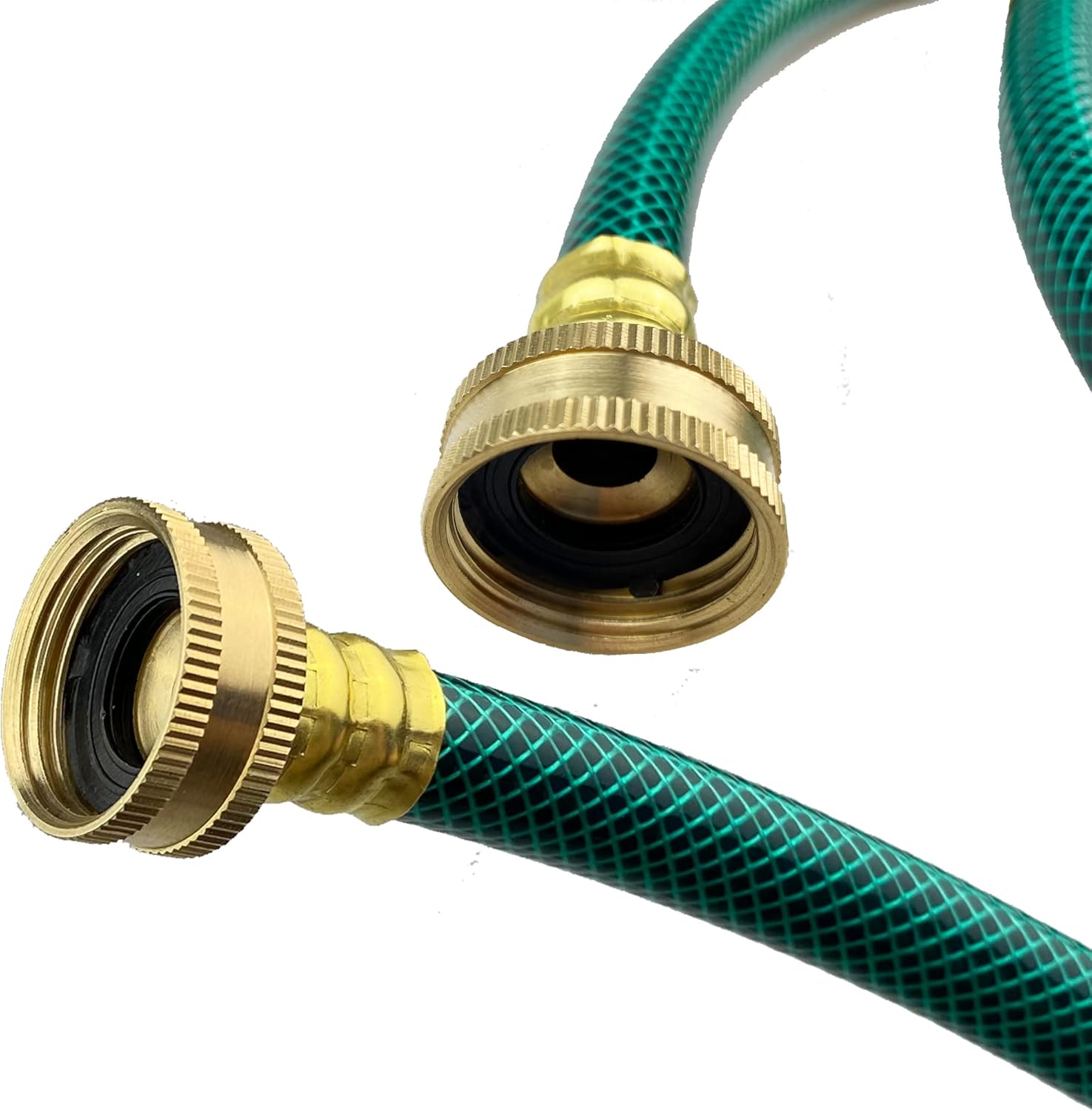 Manguera de jardín de PVC de 12 pulgada, color verde, resistente, con accesorios de latón macizo, sin fugas, flexible, para exteriores, césped,