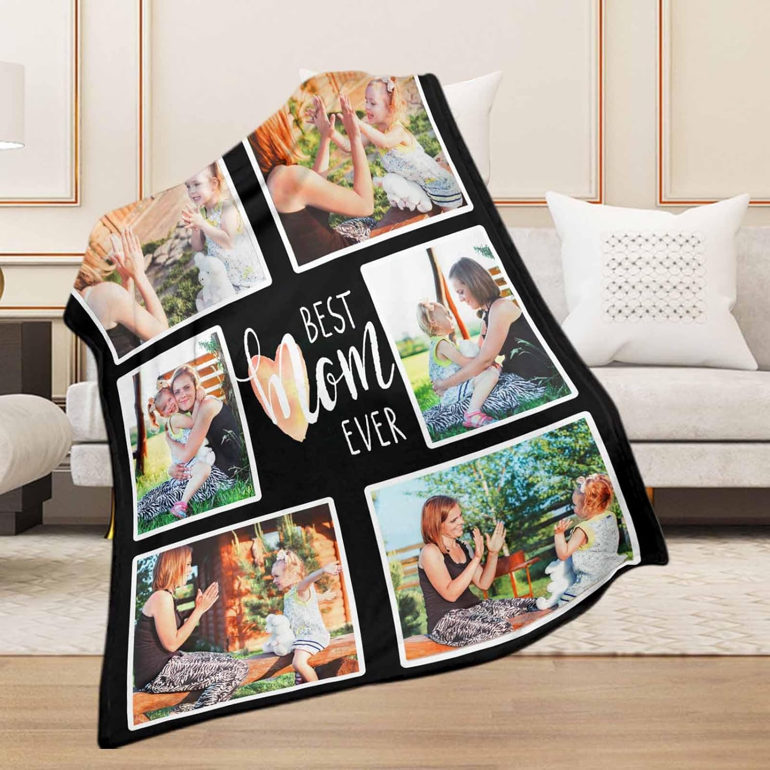 D-Story Manta personalizada con texto fotográfico, regalos personalizados, fabricada en Estados Unidos, manta de fotos personalizada para