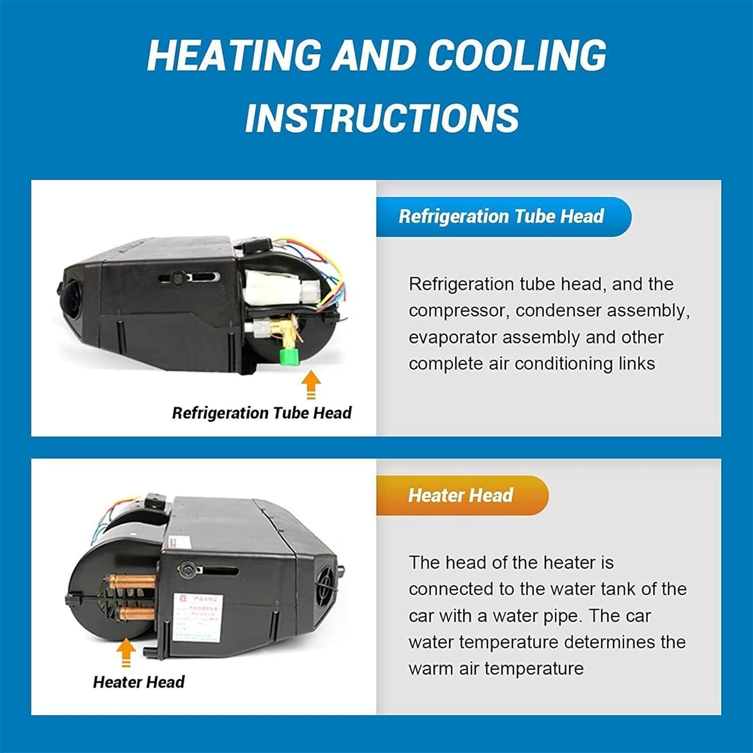 YIPONYT Kit universal de enfriador y calentador de evaporador de CA, unidad de calor y frío, termostato eléctrico de 12 V debajo del salpicadero,