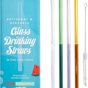 Pajitas de vidrio  Dos colores  Juego de 5 unidades para beber jugos, batidos, aguas, resistentes a roturas, reutilizables, elegantes Pajitas de vidrio  Dos colores  Juego de 5 unidades para beber jugos, batidos, aguas, resistentes a roturas, reutilizables, elegantes