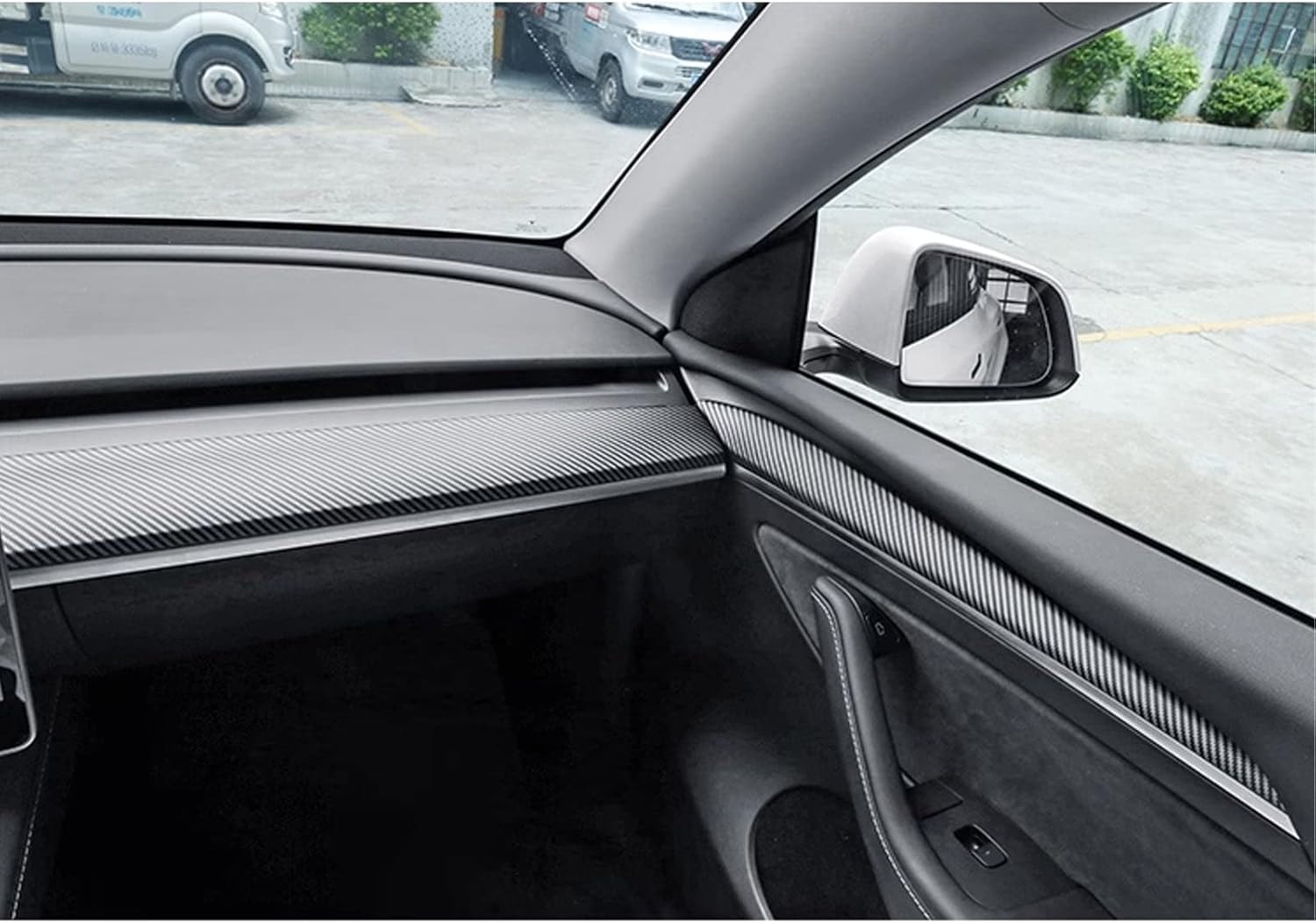 Xotic Tech Set – Kit combinado de panel de tablero interior + cubierta de moldura de puerta, patrón de fibra de carbono mate, compatible con Tesla
