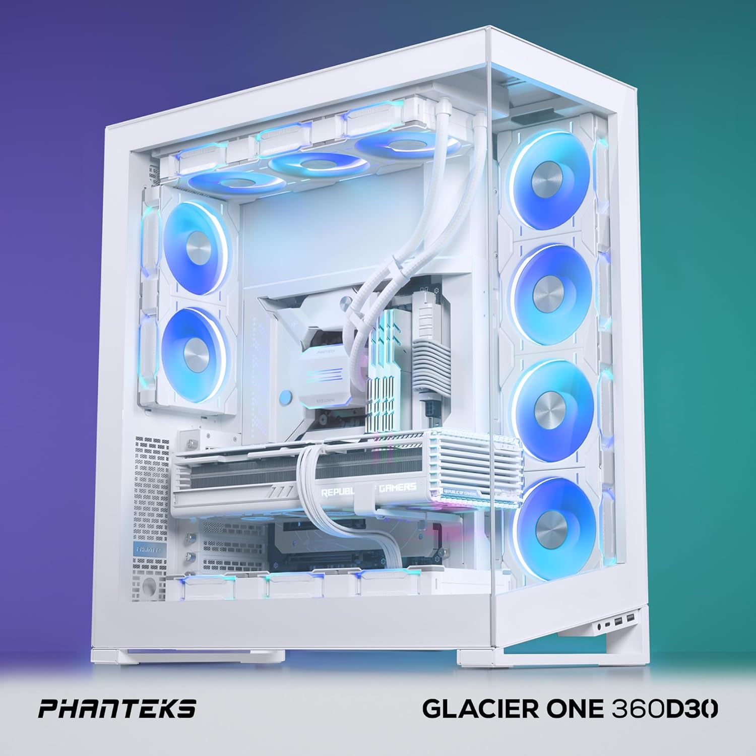 Phanteks (PH-GO360D30_DWT01) Glacier One 360D30 Premium D-RGB AIO Enfriador líquido de CPU, diseño de tapa de bomba DRGB, 3 ventiladores D30 4.724