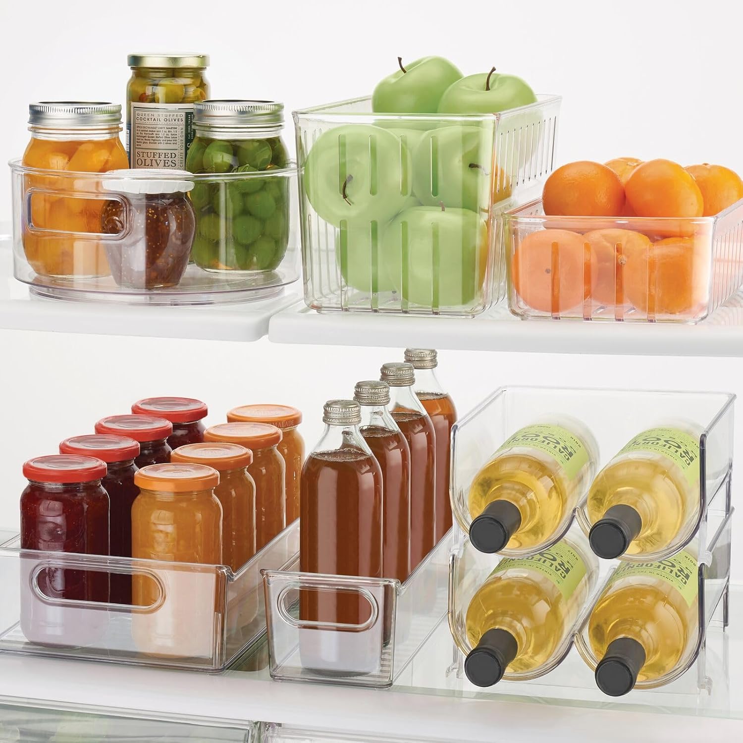 mDesign Contenedor organizador de plástico para almacenamiento de alimentos, contenedor con rejillas de ventilación abiertas para cocina, despensa,